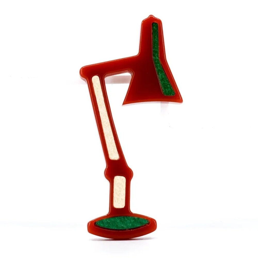 PRADA resin and leather LAMP brooch RARE